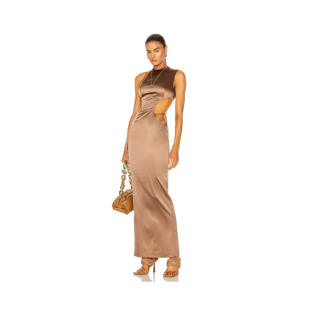 Laquan Smith | Halter Side Cutout Gown | Tan | Large